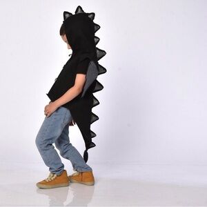 Dragon costume, Black dragon costume with silver wings, Toddler Dinosaur costume